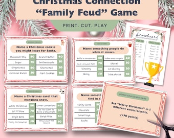 Christmas Family Feud Game | Holiday Party Trivia | Printable Christmas Game for Adults, Kids & Family Gatherings