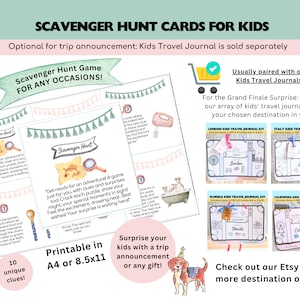 Carte indizio caccia al tesoro per rivelazione viaggio a sorpresa / rivelazione regalo sorpresa compleanno / caccia al tesoro stampabile / carte rivelazione viaggio a sorpresa