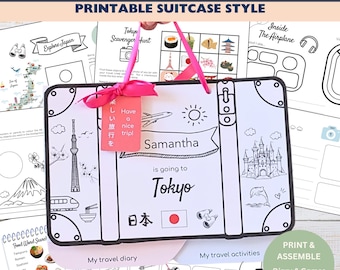 Tokyo Kids Travel Journal Kit | Printable Japan Activity Book & Diary | Personalized Travel Keepsake PDF Download