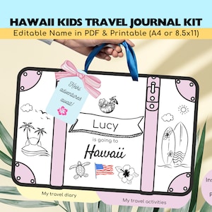 Personalized Hawaii Kids Travel Journal Kit: Printable Activity Diary (PDF)