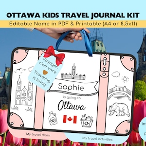 Diario de viaje personalizado para niños de Ottawa / Revelación de viaje sorpresa / Kit de diario de viaje / Diario de viaje para niños / Recuerdo de viaje