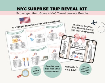 NYC Surprise Trip Reveal Kit: Kids Scavenger Hunt & Travel Journal (PDF)
