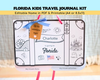 Personalized Florida USA Travel Journal | Surprise Trip Reveal | Vacation Printable | Vacation | Travel Diary Kids Gift | Florida Coloring