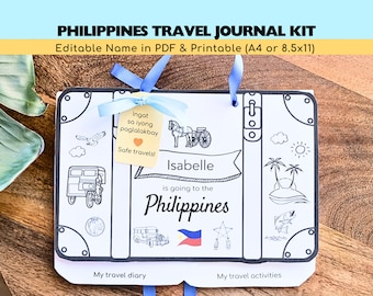 Kit de diario de viaje personalizado para niños de Filipinas: Diario imprimible y actividades (PDF)