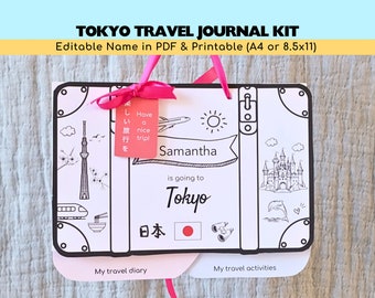 Personalized Tokyo Japan Travel Journal Kit | Surprise Trip Reveal | Travel Diary Kids | Kids Travel Activity | Travel Gift Keepsake Kids