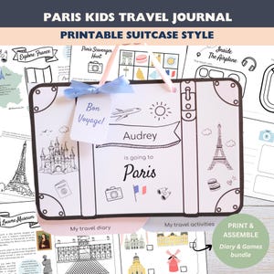 Paris Kids Travel Journal Kit | Printable Travel Diary & Activity Book | Personalized Paris Vacation Keepsake PDF