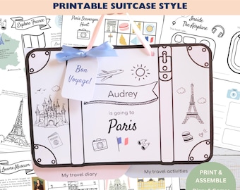 Paris Kids Travel Journal Kit | Printable Travel Diary & Activity Book | Personalized Paris Vacation Keepsake PDF