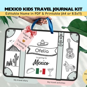 Gepersonaliseerde Mexico-reisdagboekkit | Verrassingsreis onthullen | Reisdagboek kinderen | Reisactiviteit voor kinderen | Reiscadeau aandenken
