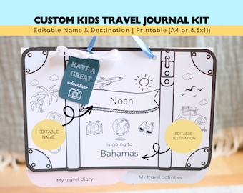 Personalized Kids Travel Journal Kit: Surprise Trip Reveal (Digital Download)