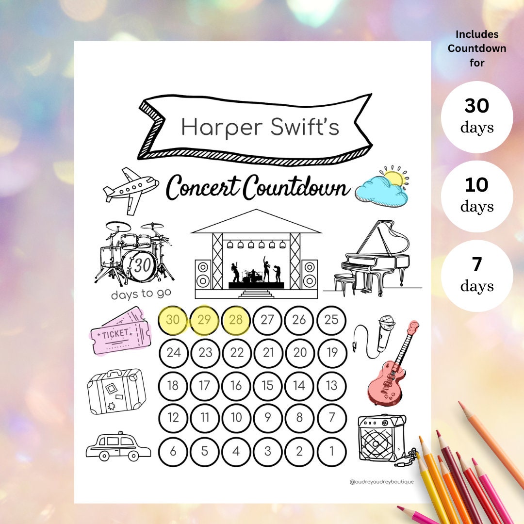 Countdown Calendar Printable For Concert
