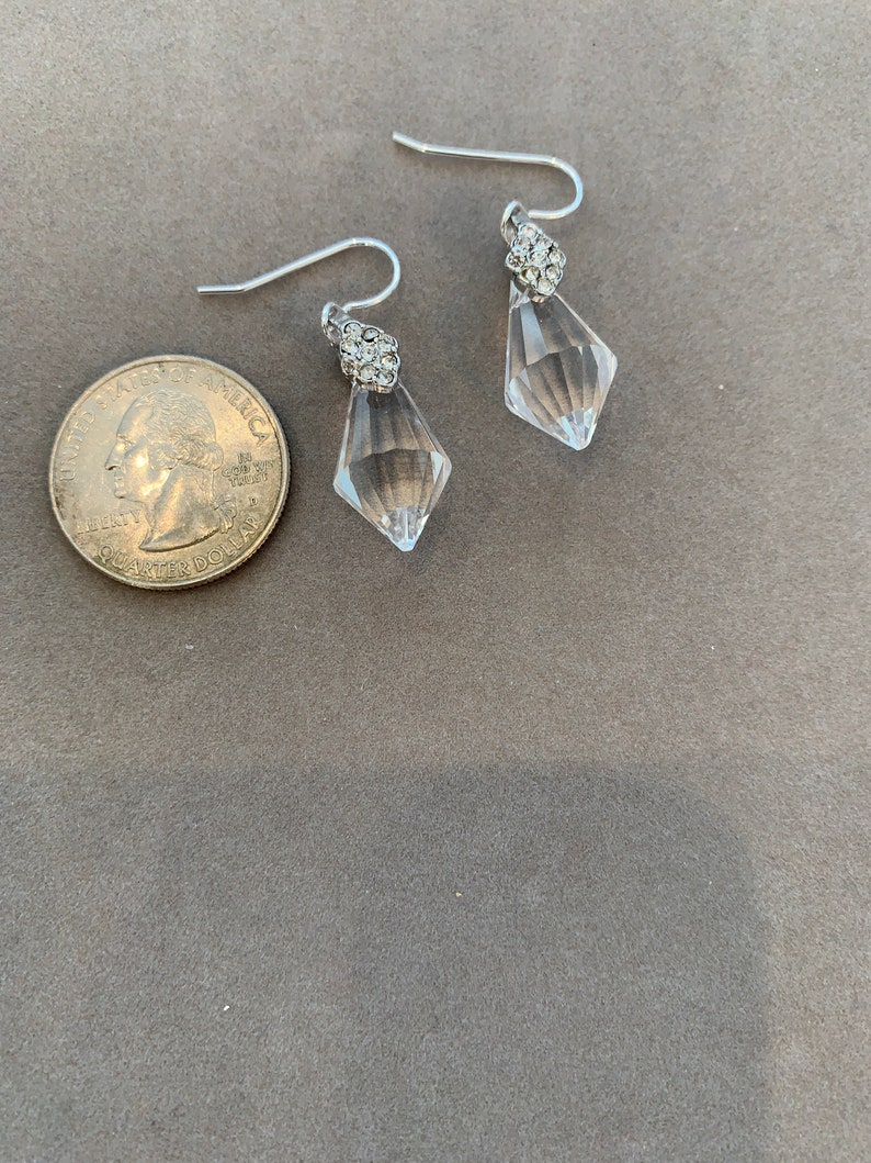 22 matching earrings Jewelry set of a German crystal mult-faceted 38mm pendant on chain