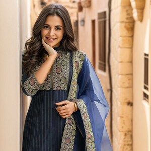 Navy blue cheap palazzo suit