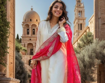Indian Women Suit readymade Salwar Kameez Kurta Palazzo Suit India Women Kurta Suit Cotton Silk Dress Casual Wedding dress
