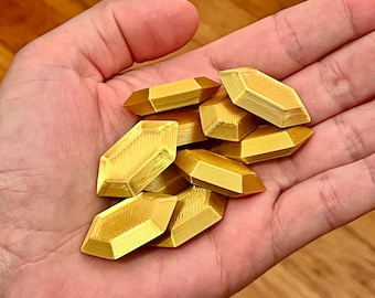 Legend of Zelda Small Gold Rupees set of 10 - Ocarina of Time, Majora's Mask, Wind Waker, Breath of the Wild, Tears of the Kingdom, Twilight