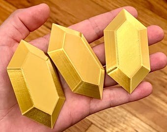 Legend of Zelda Large Gold Rupees set of 3 - Ocarina of Time, Majora's Mask, Wind Waker, Breath of the Wild, Tears of the Kingdom, Twilight