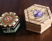 2 Wooden Hexagonal Shaped Trinket Boxes, Treasure Box, Jewelry Box, Wooden Box