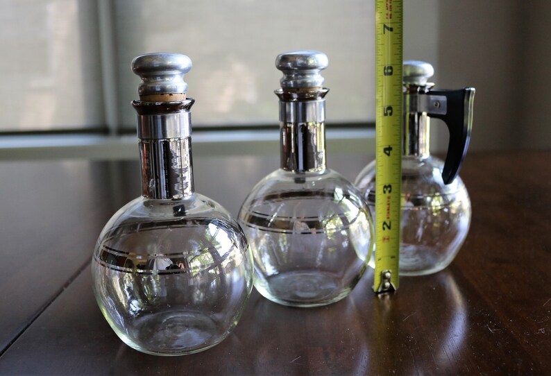 3 Small Carafes Cruet Set Mid Century Modern Design Caster Etsy