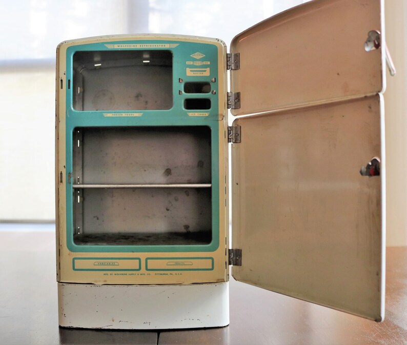 Toy Refrigerator Vintage Wolverine Refrigerator Tin Fridge Etsy