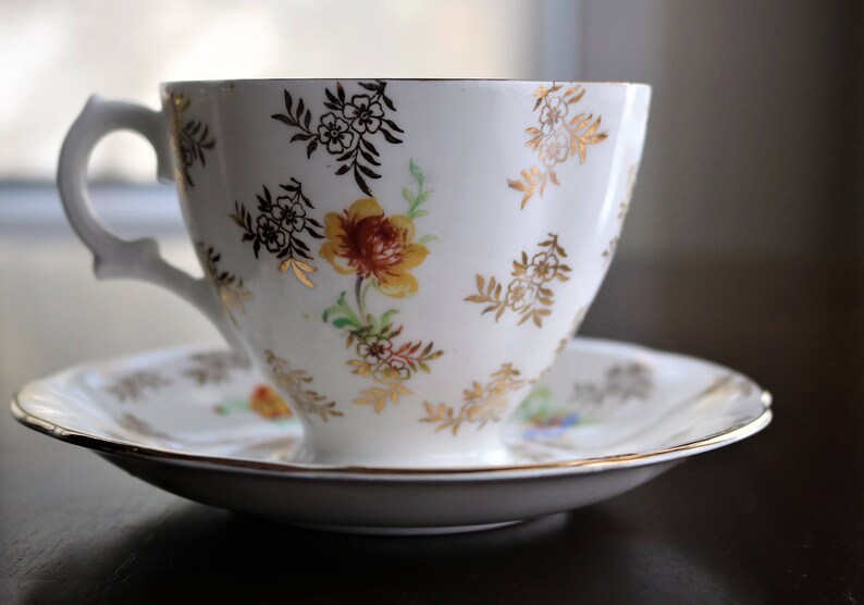 Royal Stuart Tea Cup and Saucer Floral and Gold Chintz Etsy