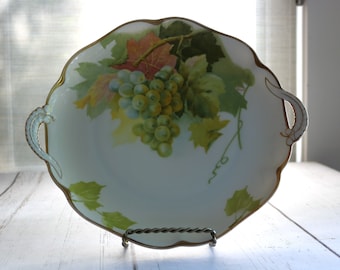 Rosenthal Madeleine Bavaria Platter with Handles, Grapevine Pattern, Cake Plate, Handpainted Serving Dish for Desserts Sandwiches and More