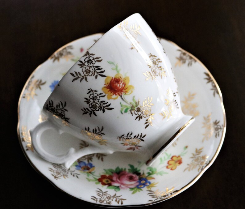 Royal Stuart Tea Cup and Saucer Floral and Gold Chintz Etsy