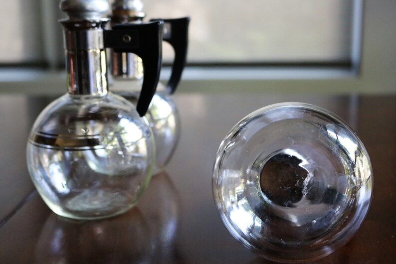 3 Small Carafes Cruet Set Mid Century Modern Design Caster Etsy