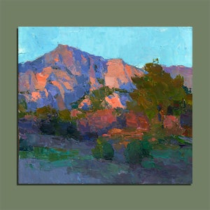 SUNSET Impressionist Art AUTUMN PAINTING Oil Painting Original Landscape Mountains Palette Knife Painting Wall Art Decor
