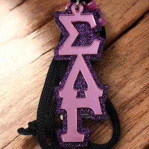 Collier tiki acrylique lambda gamma Sigma, miroir rose SLG sur violet pailleté - 1094-952F34-050323