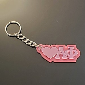 Alpha Phi Heart Keychain; Alpha Phi Personalized Sorority Keychain; Alpha Phi Key Fob; Alpha Phi Bid Day; Alpha Phi Big Little