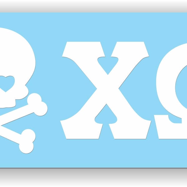 Chi Omega Skull and Crossbone Decal or Owl with Letter Decal for  Cars, Laptops, and More