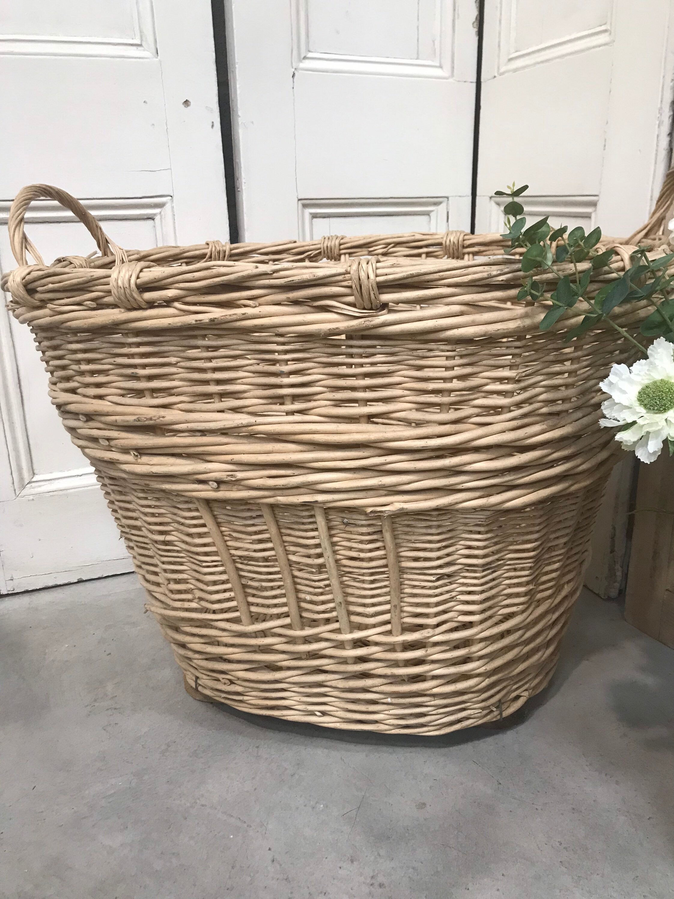 Vintage 1950s huge french factory laundry basket. lovely Etsy