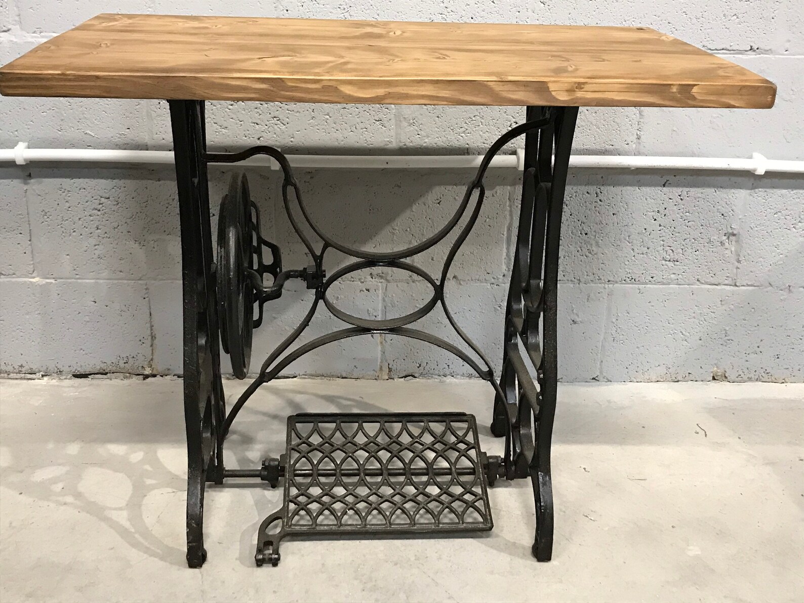 Old sewing machine base table with new recycled pine too Etsy