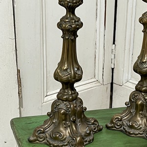 Vintage rococo style pair of heavy candlesticks image 2