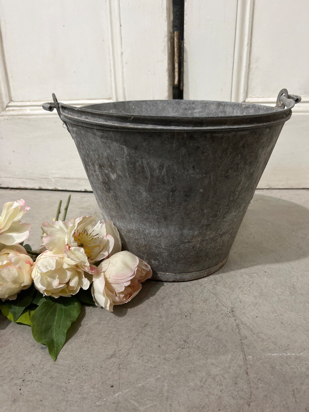 Vintage Metal Bucket Garden Planter in Rustic Condition. Etsy Australia