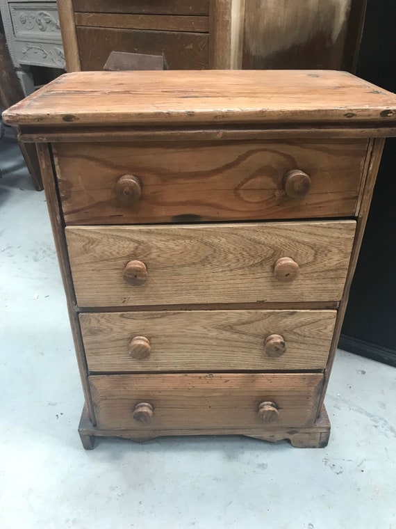 Antique Miniature Chest of Drawers, Storage With Lift up Lid