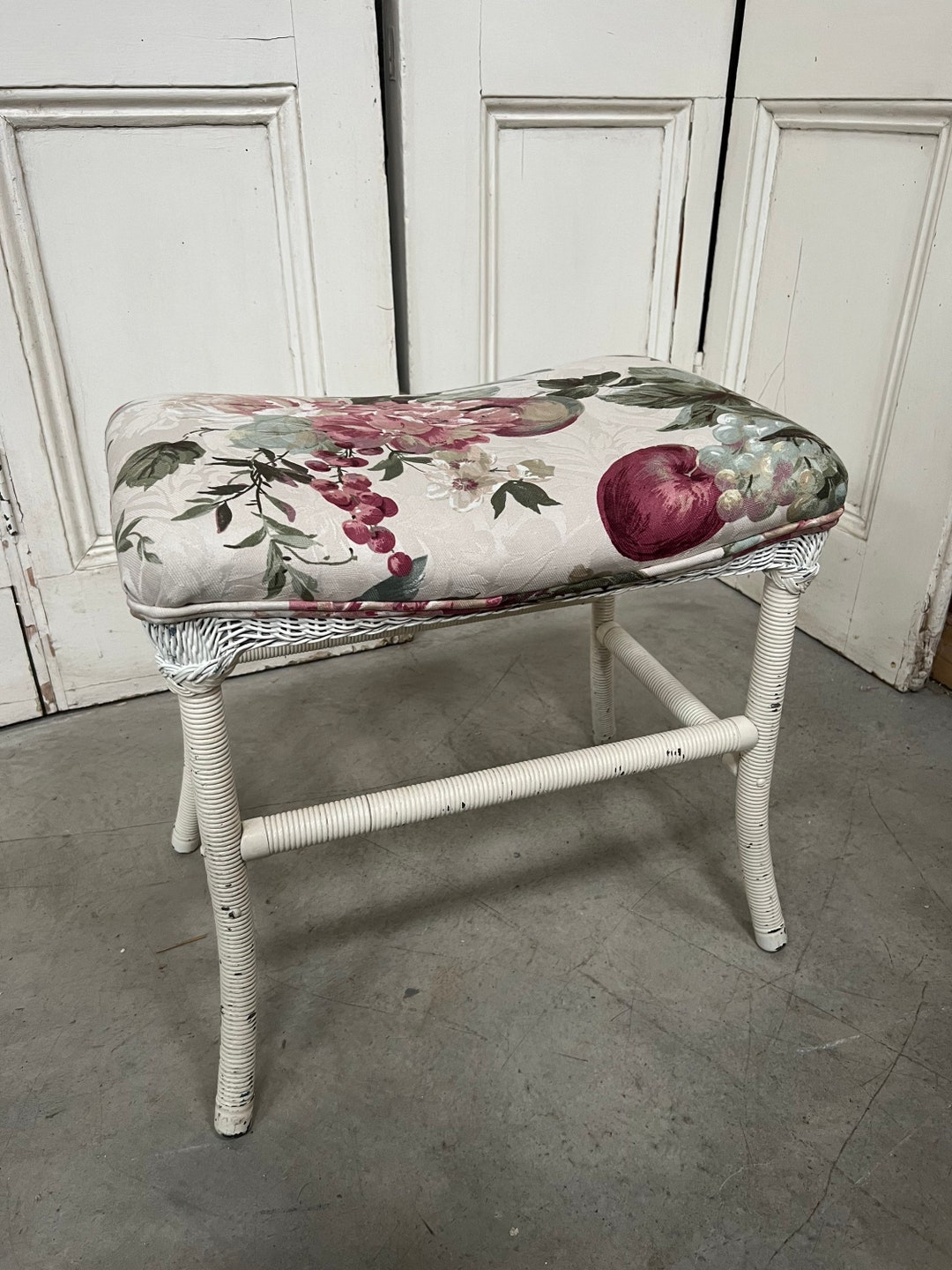Vintage Lloyd Loom Bedroom Stool, With Upholstered Seat Etsy