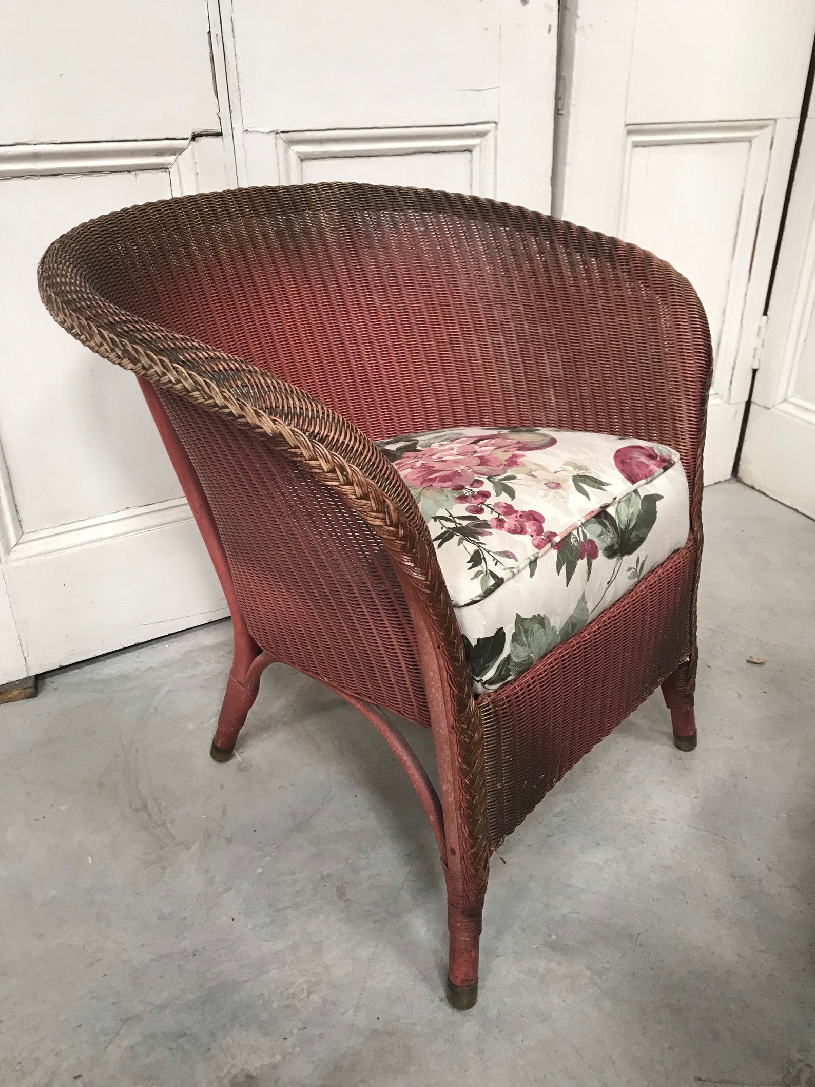 Vintage Lloyd loom chair with upholstered drop in seat. 1930s Etsy