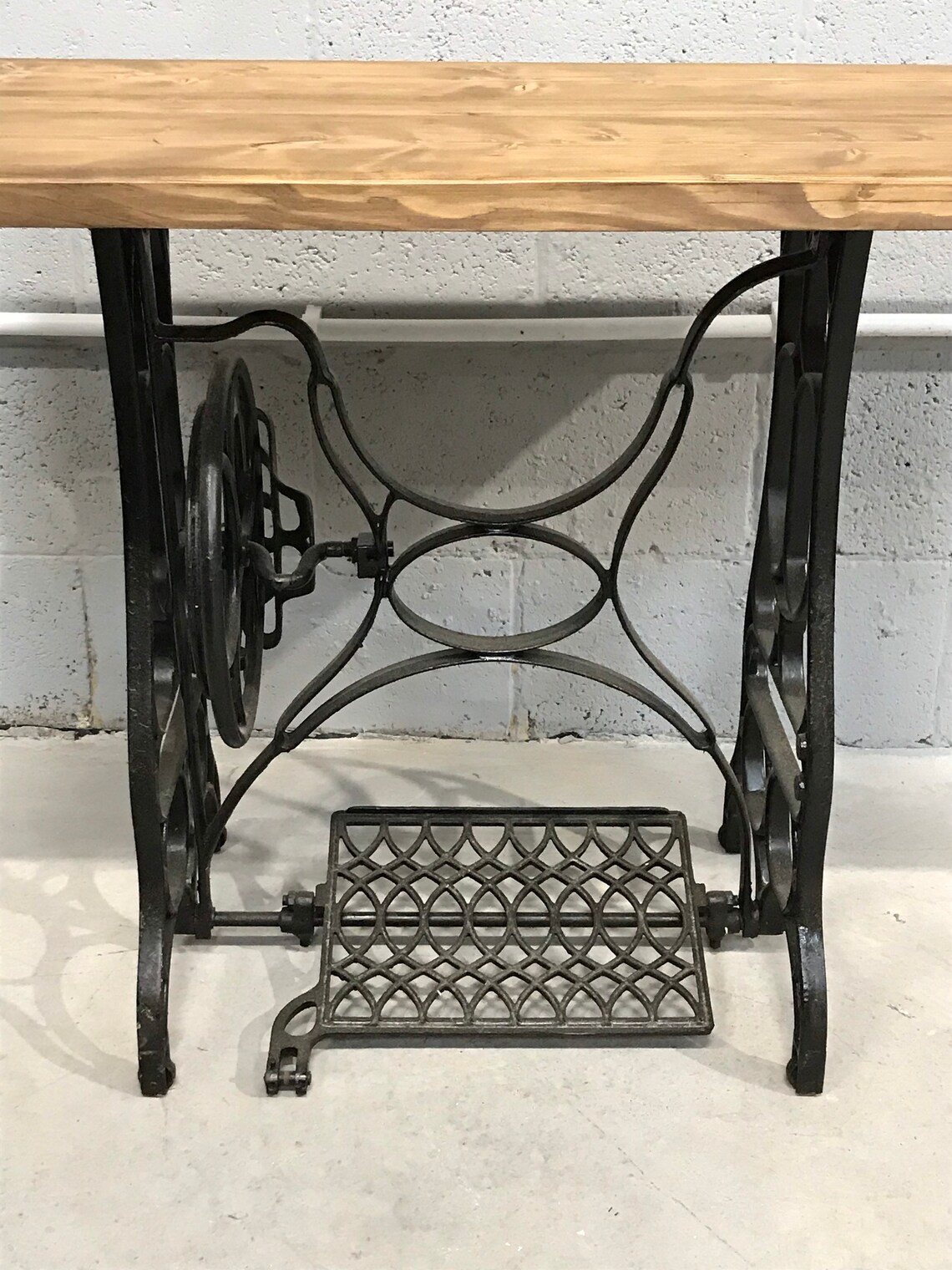 Old sewing machine base table with new recycled pine too Etsy