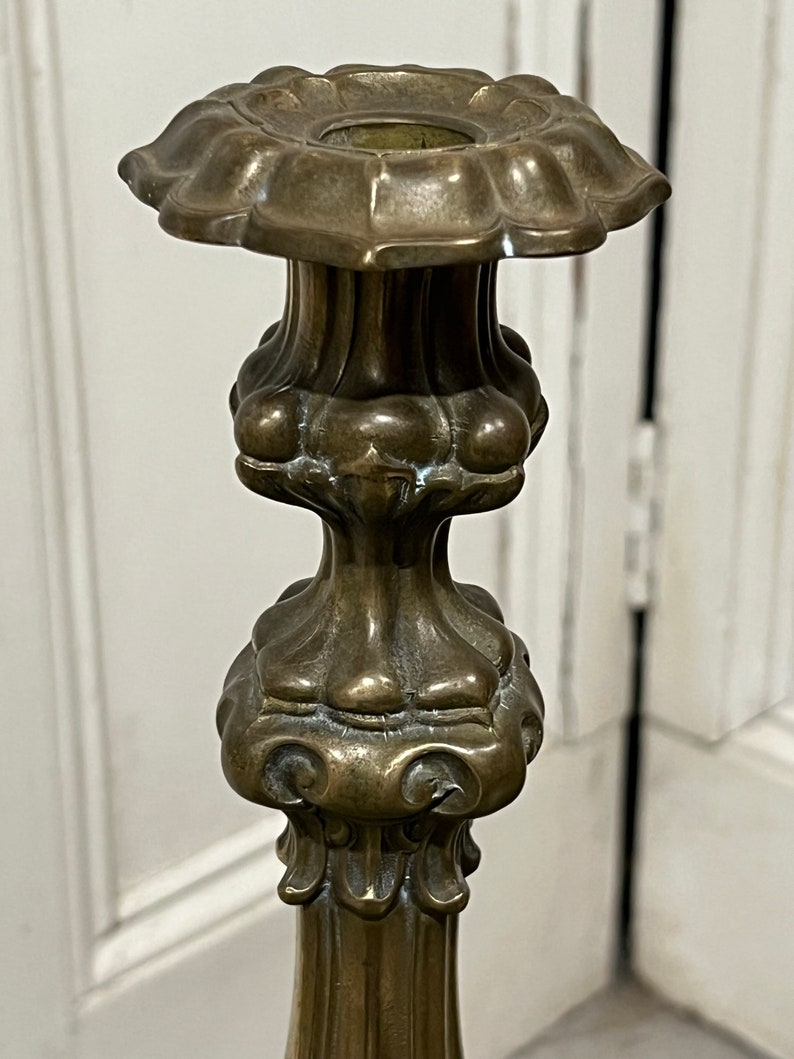 Vintage rococo style pair of heavy candlesticks image 3