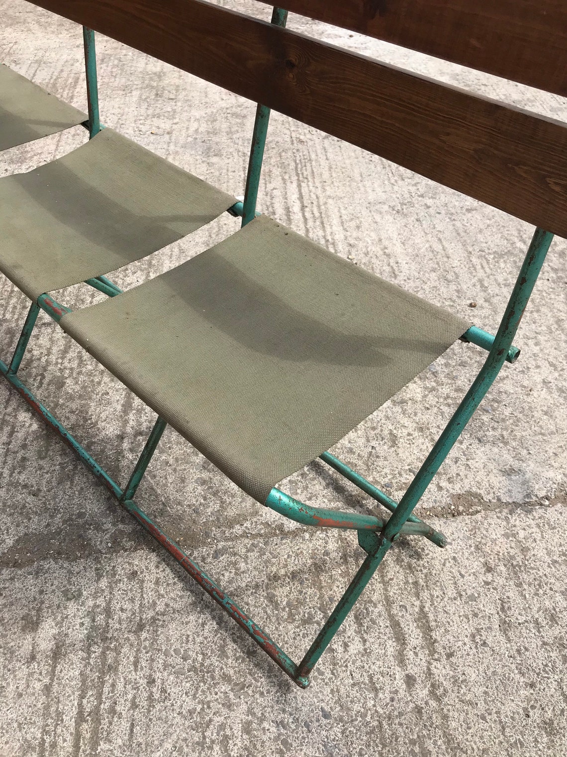 Vintage military band benches folding seats canvas seating Etsy