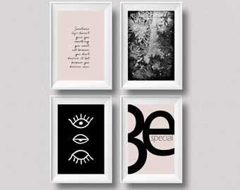 Tumblr Room Decor Etsy - tumblr room decor wall art set of 4 prints affiche scandinave home decor digital download pink wall art black print above bed art