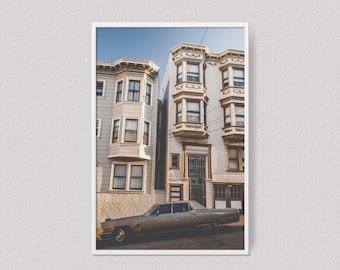 San Francisco wall art print, City street poster, Modern Brown old car wall art, Urban decor, Printable photography, California architecture