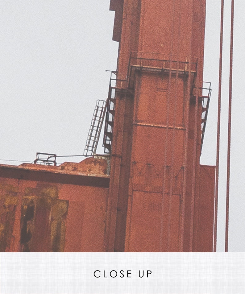 Golden Gate Bridge in San Francisco wall art print, Red white geometric architecture photo, Minimalist, California, Travel photography image 7