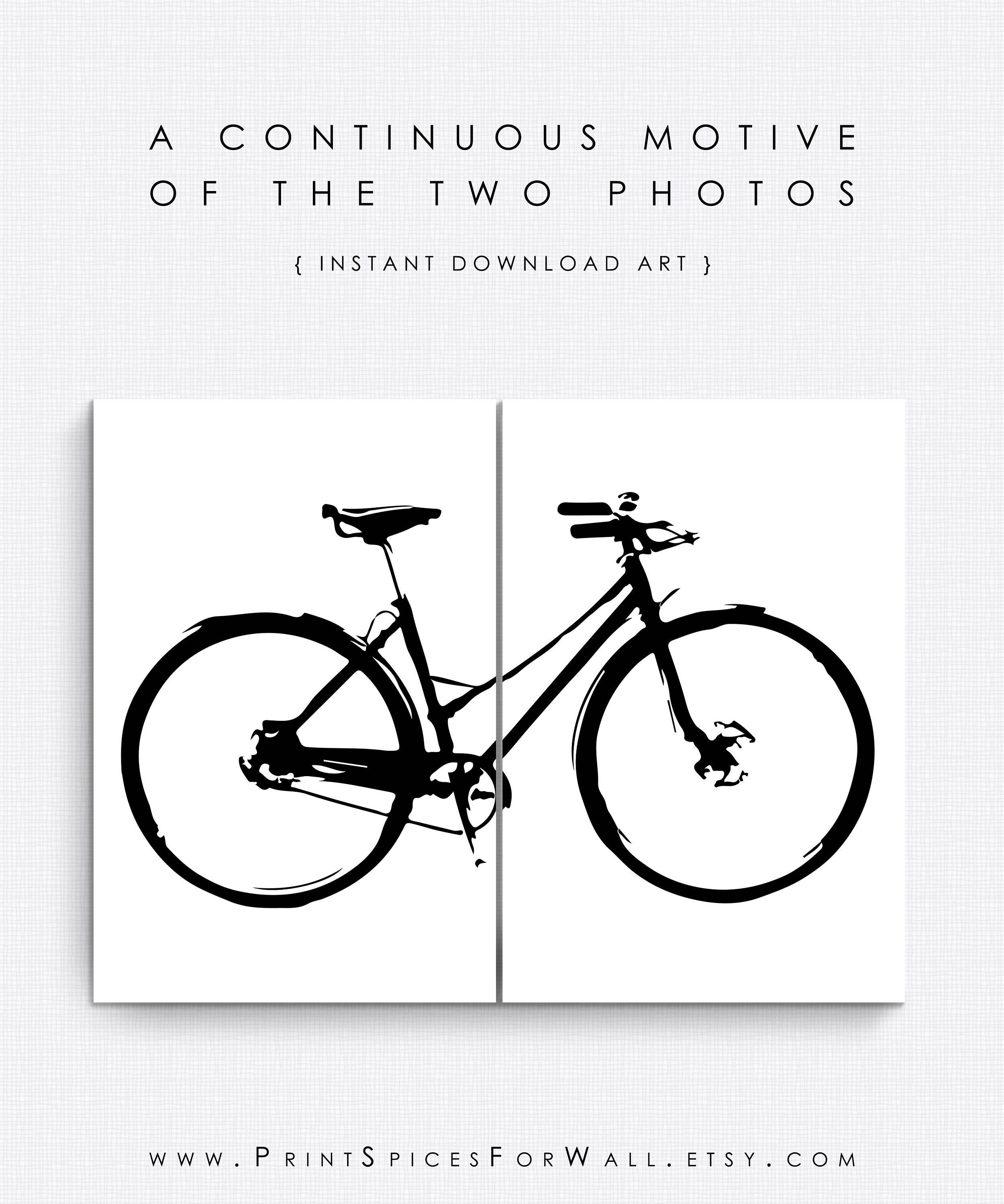 Bike Art Set Of 2 Wall Art Downloadable Wall Decor | Etsy