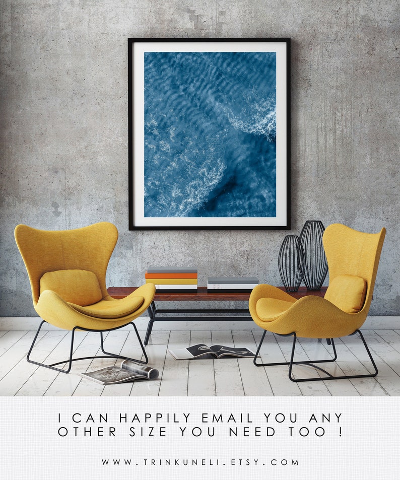 Ocean water art print, Modern minimalist print, Coastal photography, Coastal prints, Blue water, Blue printable art, Wall decor, Wall art image 3