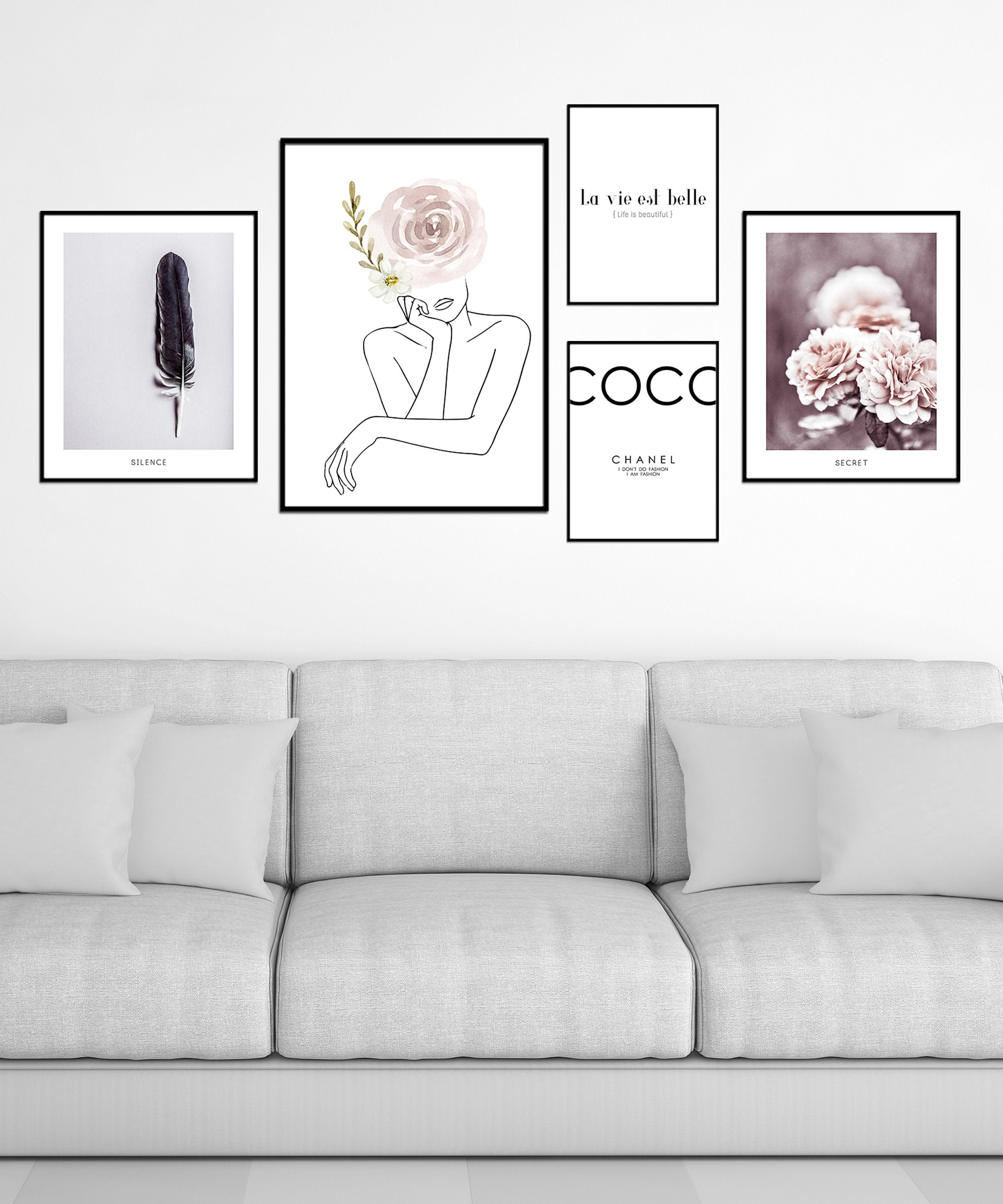 Set Of 5 Prints Affiche Scandinave Fashion Print Living Etsy