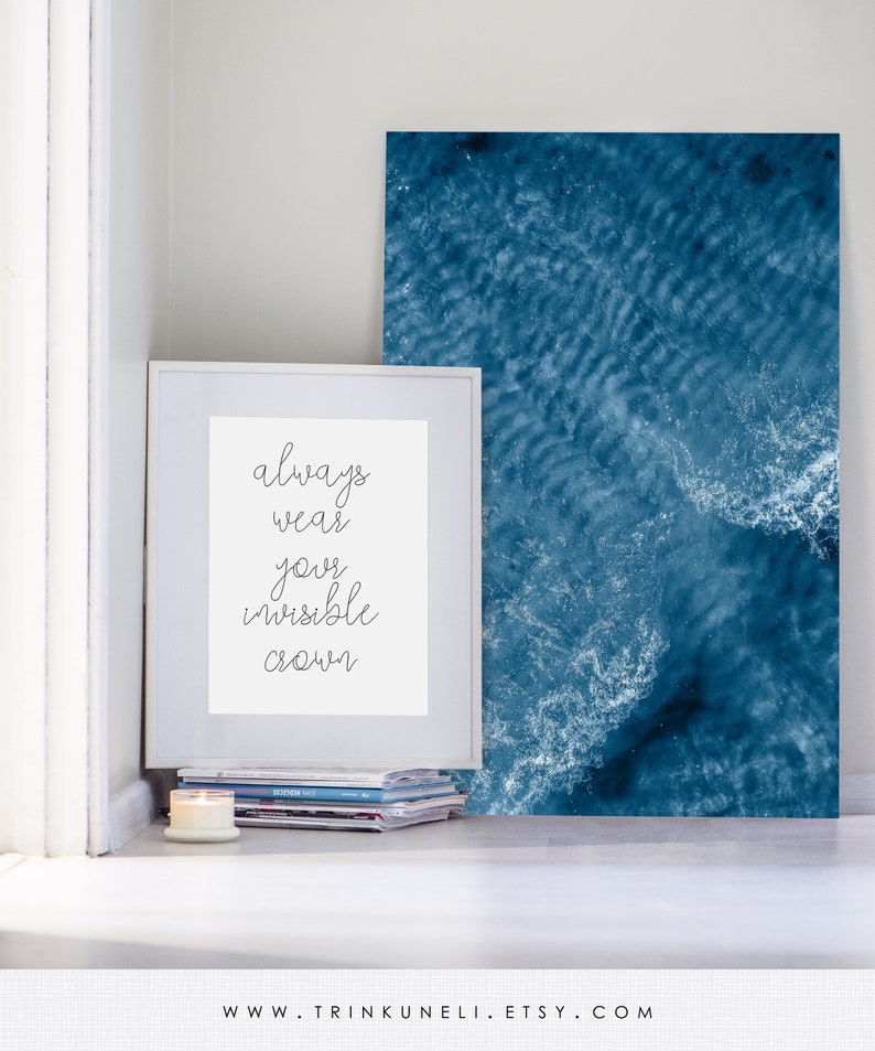 Ocean water art print, Modern minimalist print, Coastal photography, Coastal prints, Blue water, Blue printable art, Wall decor, Wall art image 5