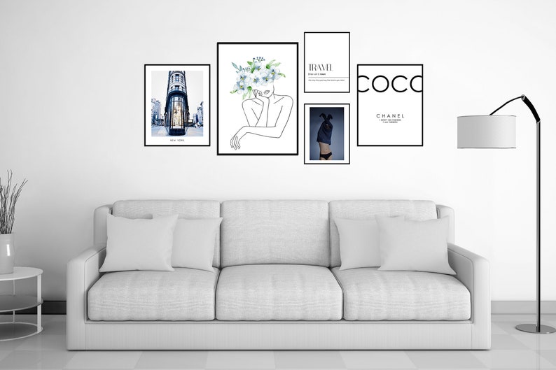 Print Set Of 5 Wall Art Posters Coco Chanel Print Affiche Etsy