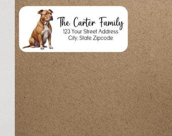 Pit Bull Pitbull Bully Dog Puppy Animals Pets Pet Return Address Labels Personalized Custom ~ We Print and Mail to You