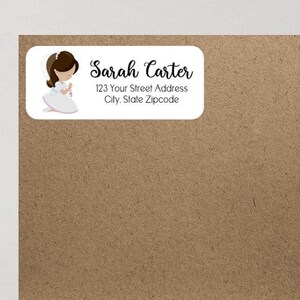 First Communion Girl Party Return Address Labels Personalized Custom ~ We Print and Mail to You